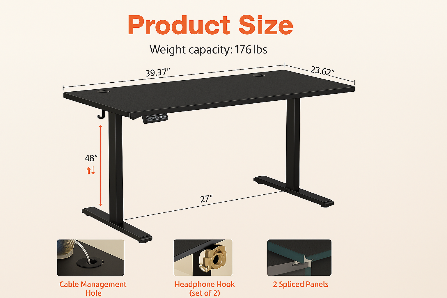 40-63 Inch Electric Standing Desk thumbnail 3