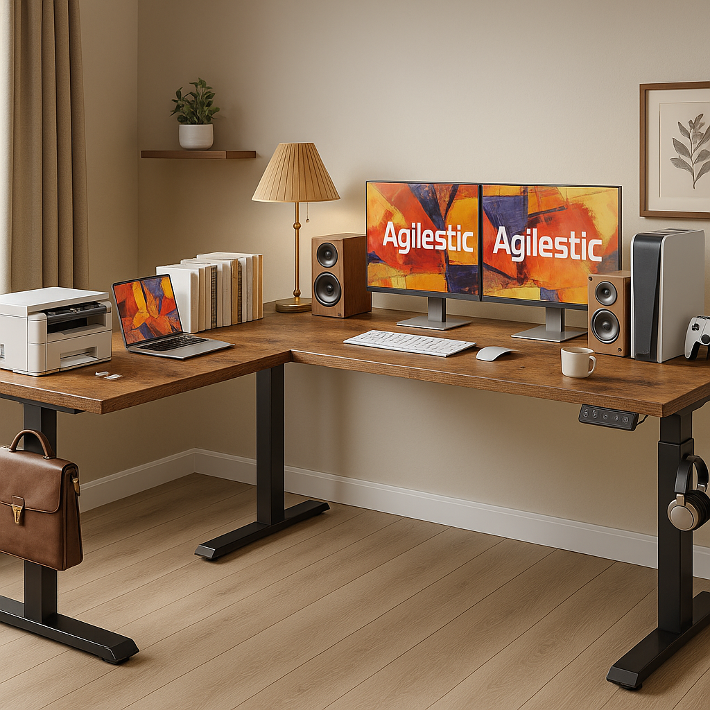 59 Inch L Shaped Standing Desk Adjustable Height, Electric Corner Standing Desk thumbnail 3
