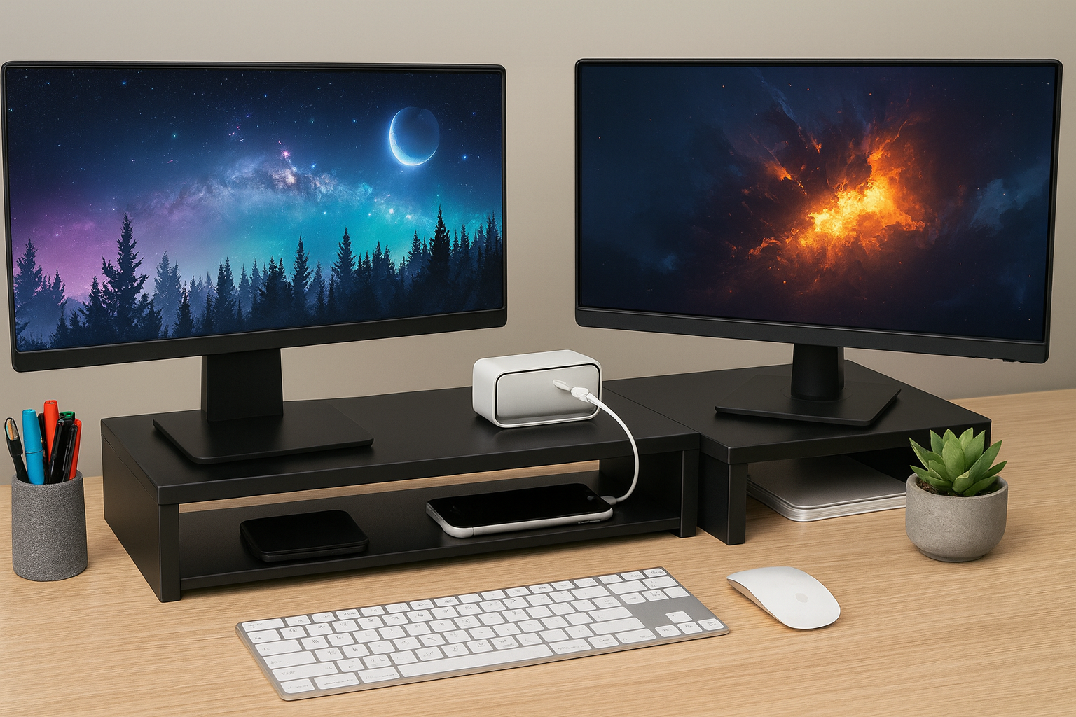 Adjustable Monitor Stand with Storage - Desk Shelf Organizer thumbnail 3