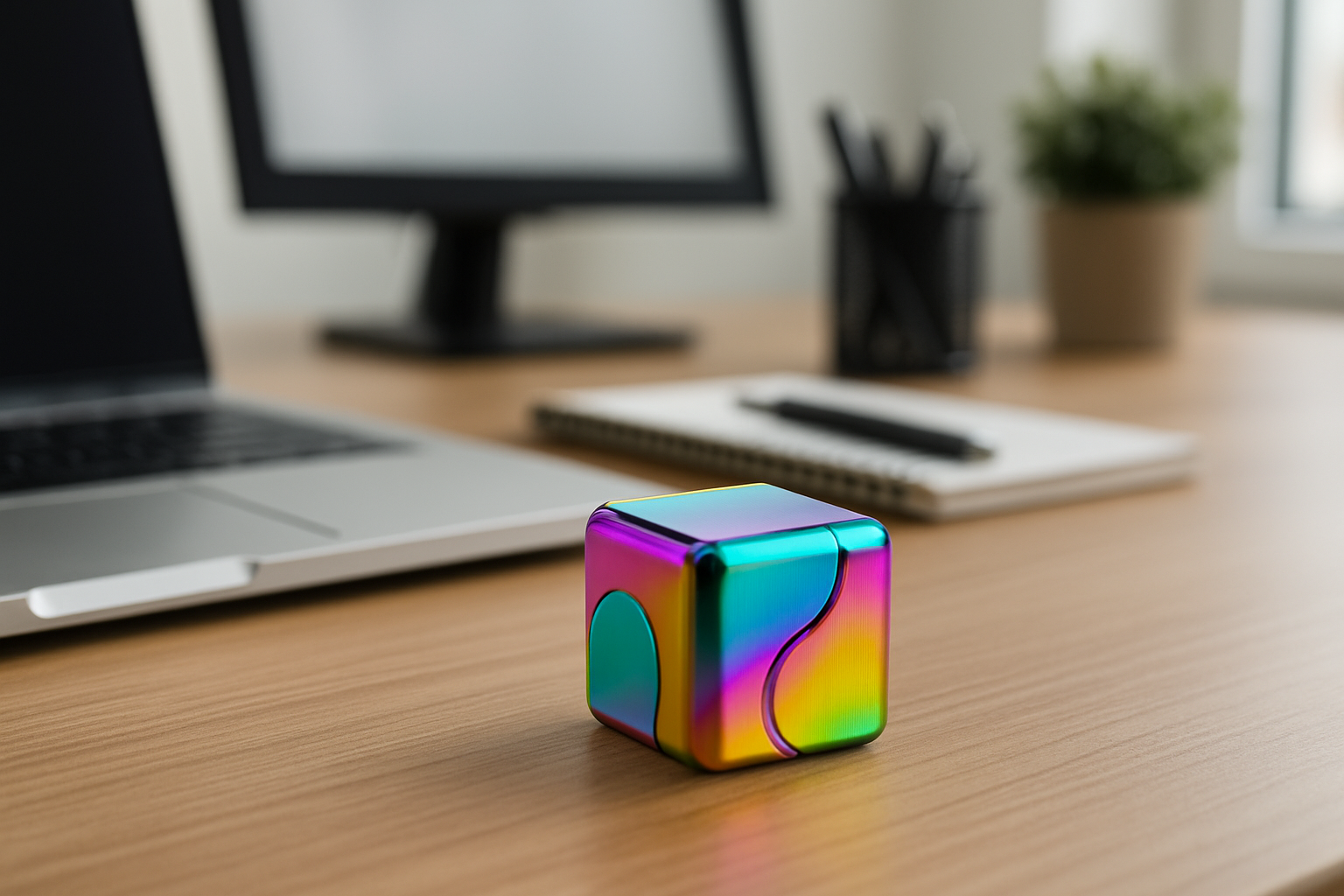 Alloy Cube Spinner Fingertip Gyroscope Fidget Anti Stress Toy thumbnail 3