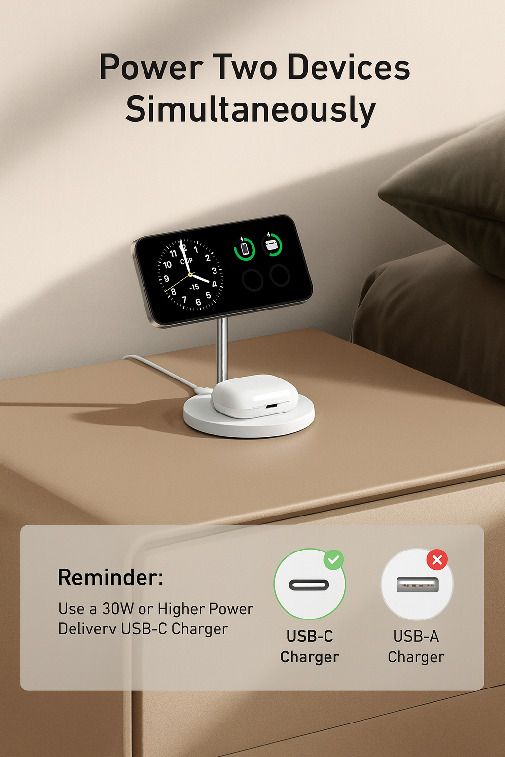 Anker 2-in-1 Wireless Charger Stand Qi2 Certified 15W MagSafe Compatible Station thumbnail 3