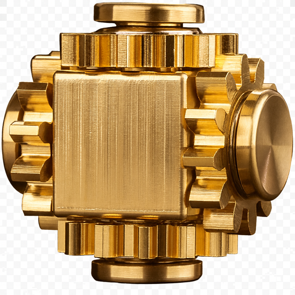 Pure Brass Cube Gears Linkage Anti-Anxiety Fidget Spinner Toy