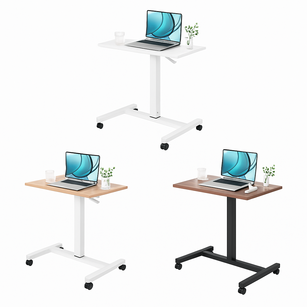 CLATINA Mobile Standing Desk, Height-Adjustable with Drawer and Lockable Wheels