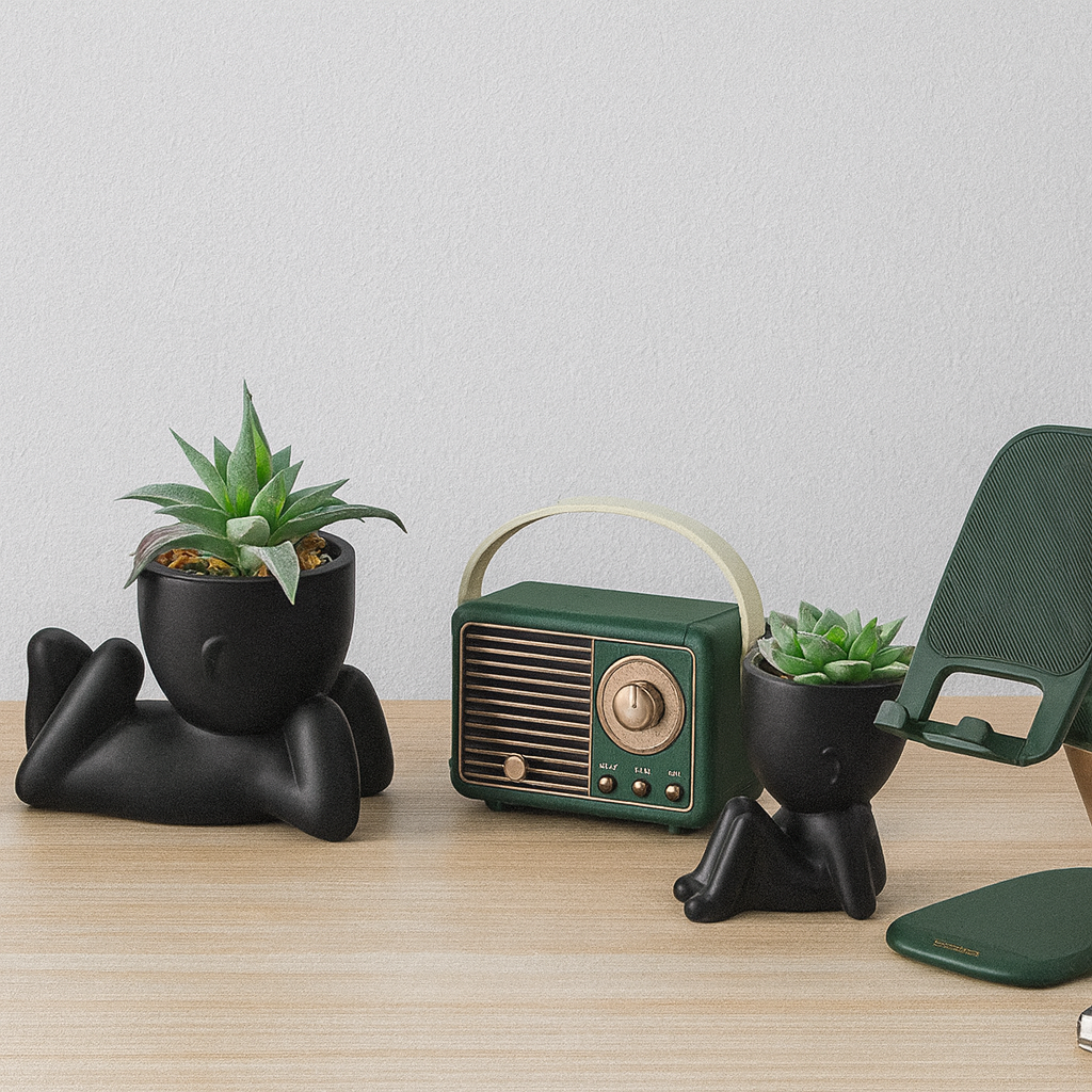 Der Rose Set of 2 Fake Plants Artificial Succulent Plants for Office Desk thumbnail 3