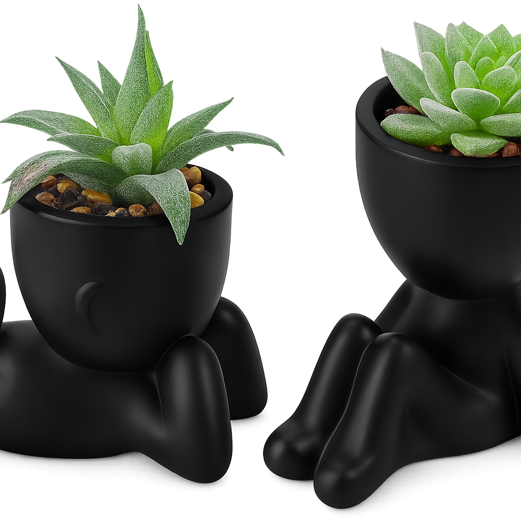 Der Rose Set of 2 Fake Plants Artificial Succulent Plants for Office Desk