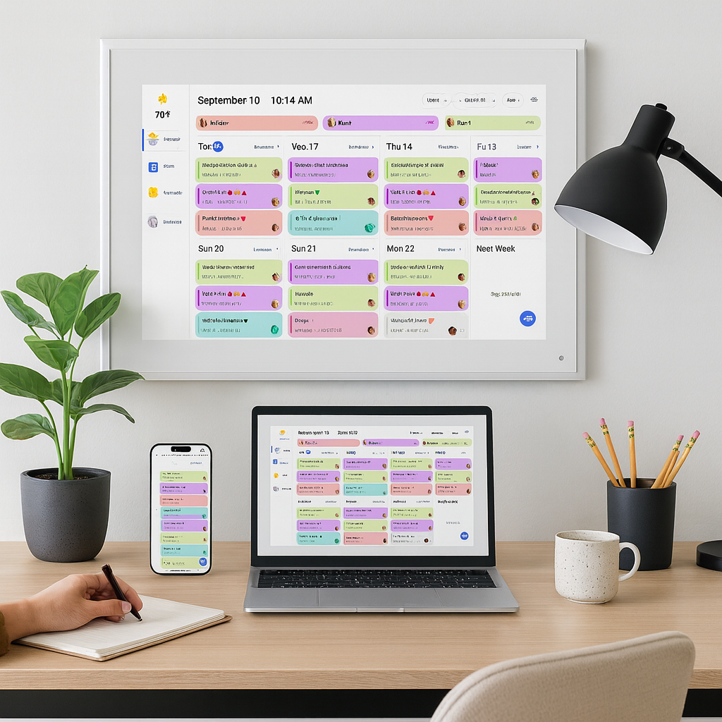 Canupdog 15.6 Inch Digital Calendar, Electronic Planner & Chore Chart with 1920x1080P IPS Touchscreen, Task Rewards System, Interactive Display for Family Schedules thumbnail 2