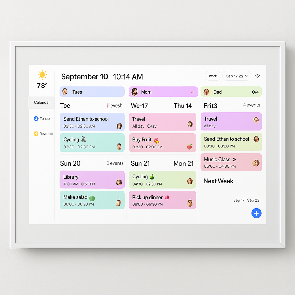 Canupdog 15.6 Inch Digital Calendar, Electronic Planner & Chore Chart with 1920x1080P IPS Touchscreen, Task Rewards System, Interactive Display for Family Schedules thumbnail 3
