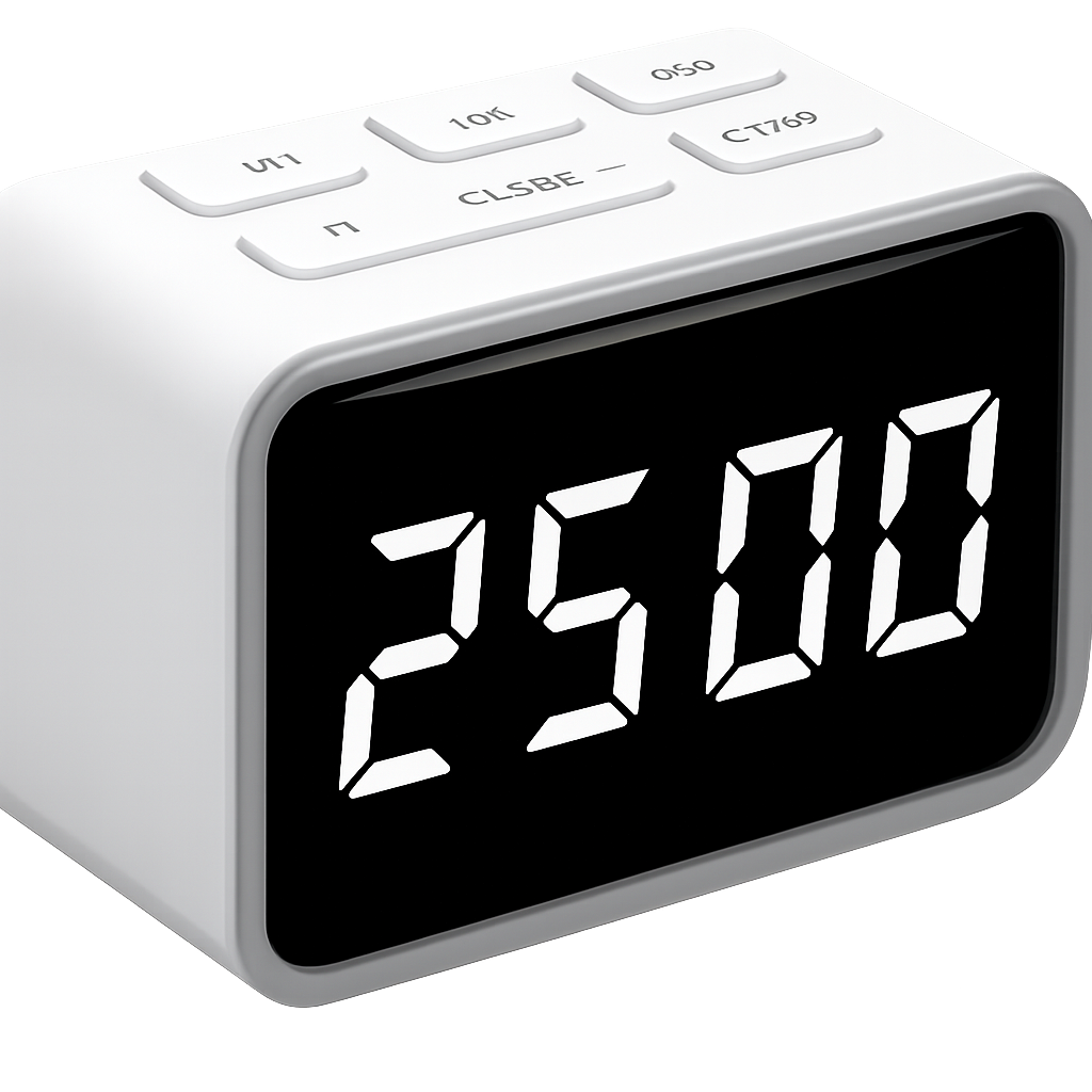 Digital Timer with LED Display, Preset Memory Functions, USB Rechargeable - White