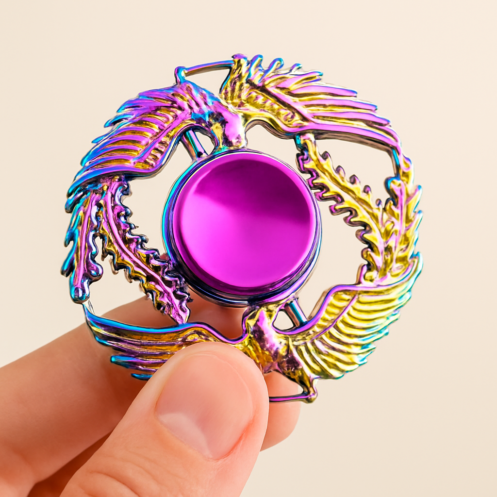 Dragon Rainbow Wings Metal Fidget Spinner Toy thumbnail 3