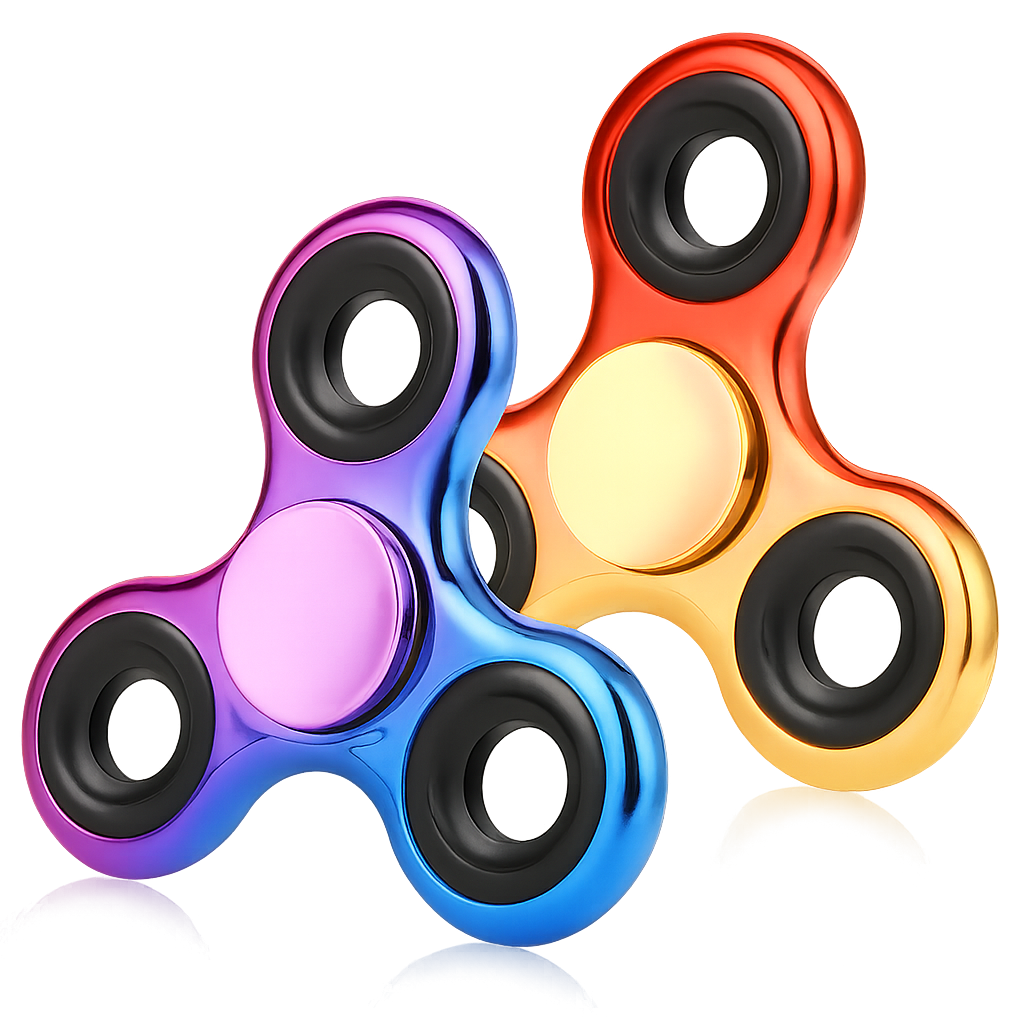 Fidget Spinner 2 Pack - Metal Iridescent Fidget Toys for Kids & Adults