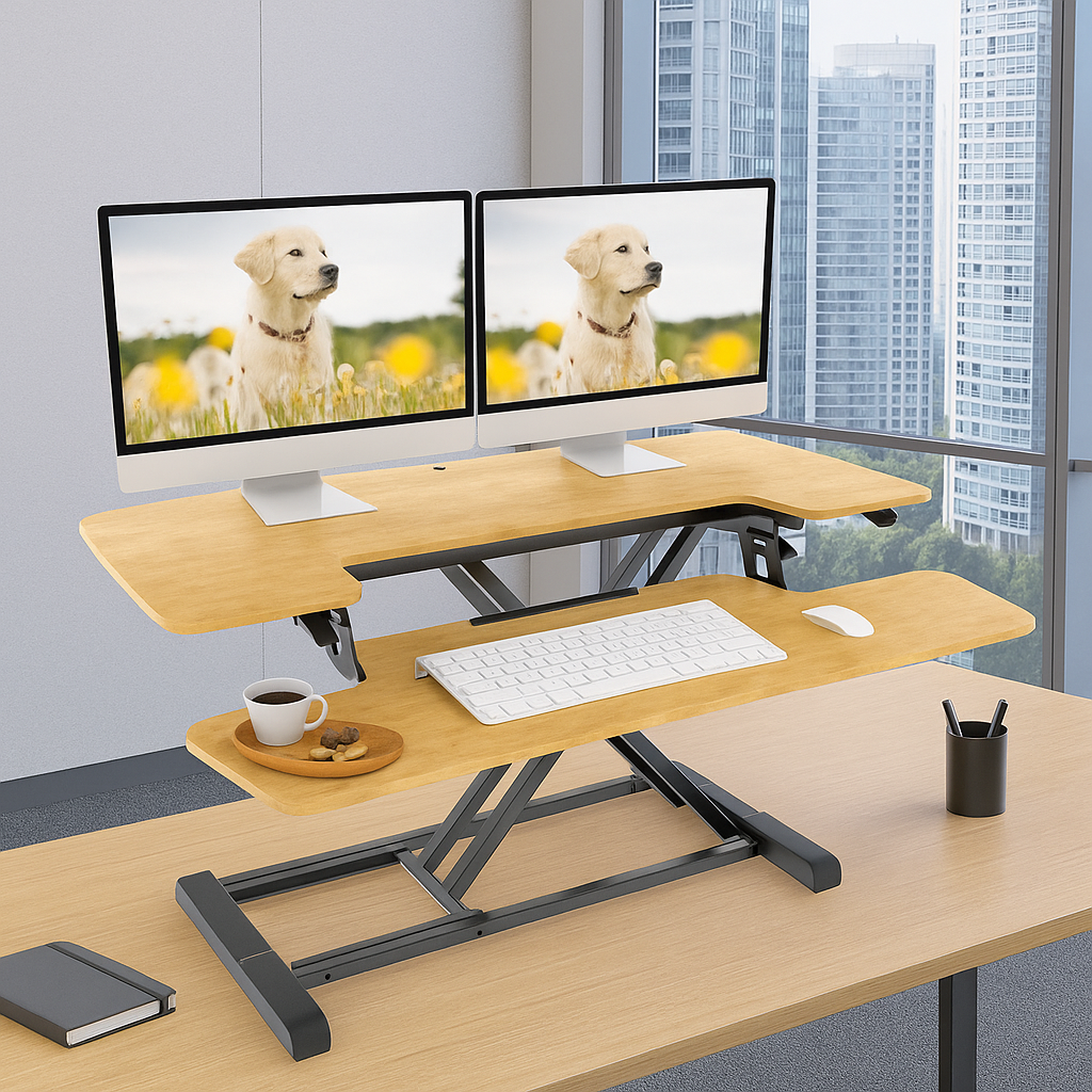 FLEXISPOT Standing Desk Converter 35" Height Adjustable with Keyboard Tray thumbnail 2