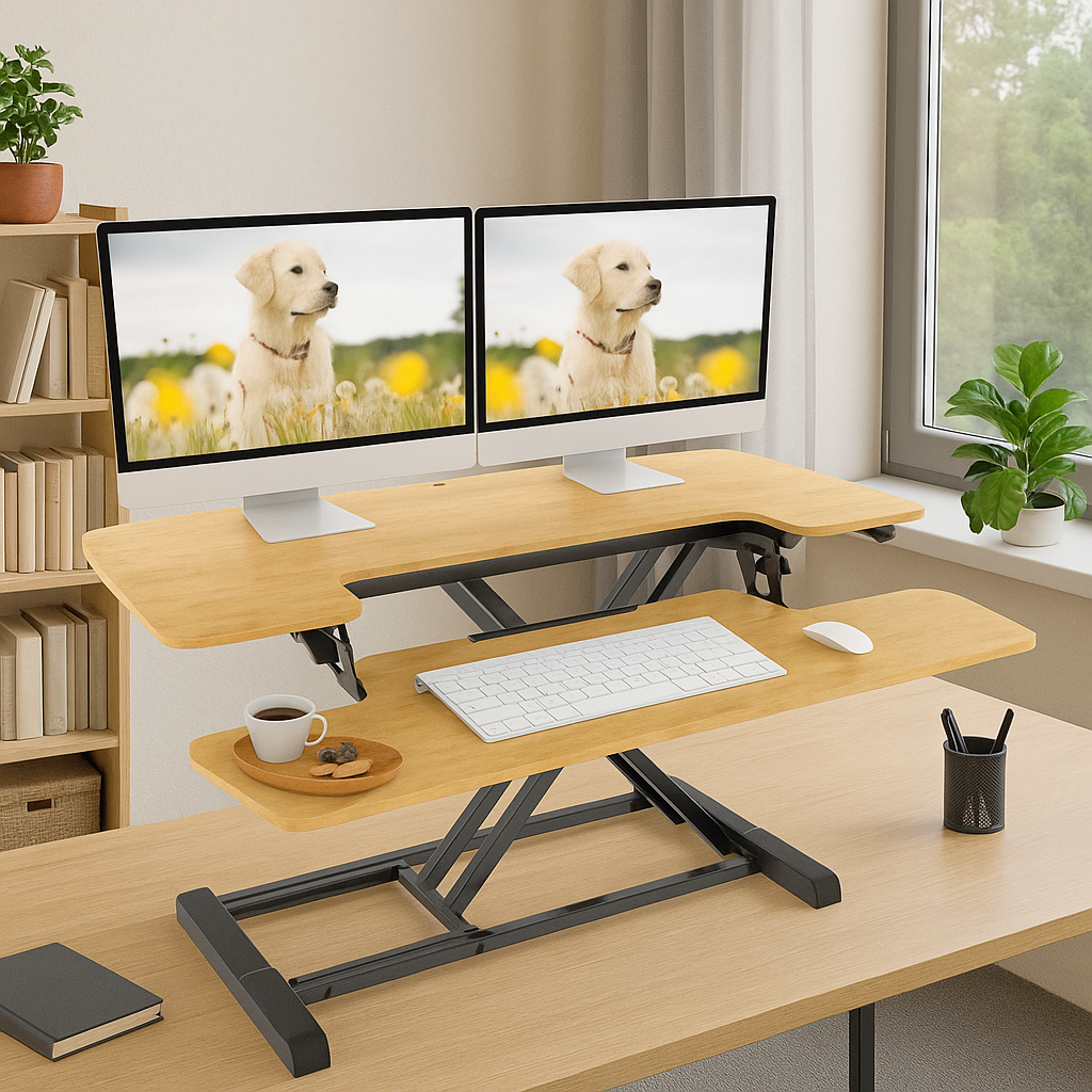 FLEXISPOT Standing Desk Converter 35" Height Adjustable with Keyboard Tray thumbnail 3