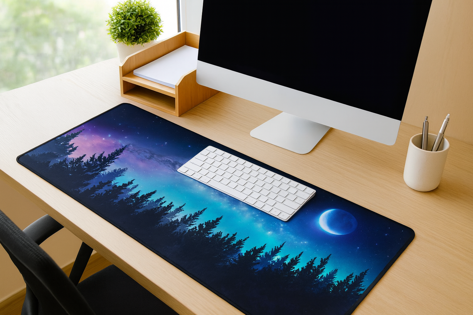 Forest Moon Print Large Desk Mat Mouse Pad Extended Gaming Mat thumbnail 2