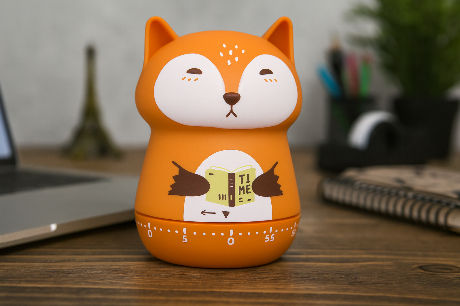 NUOSWEK Mechanical Kitchen Timer, Cute Animal Wind Up 60 Minutes Manual Countdown for Kids, Classroom, Home, Study and Cooking (Orange Fox) thumbnail 3