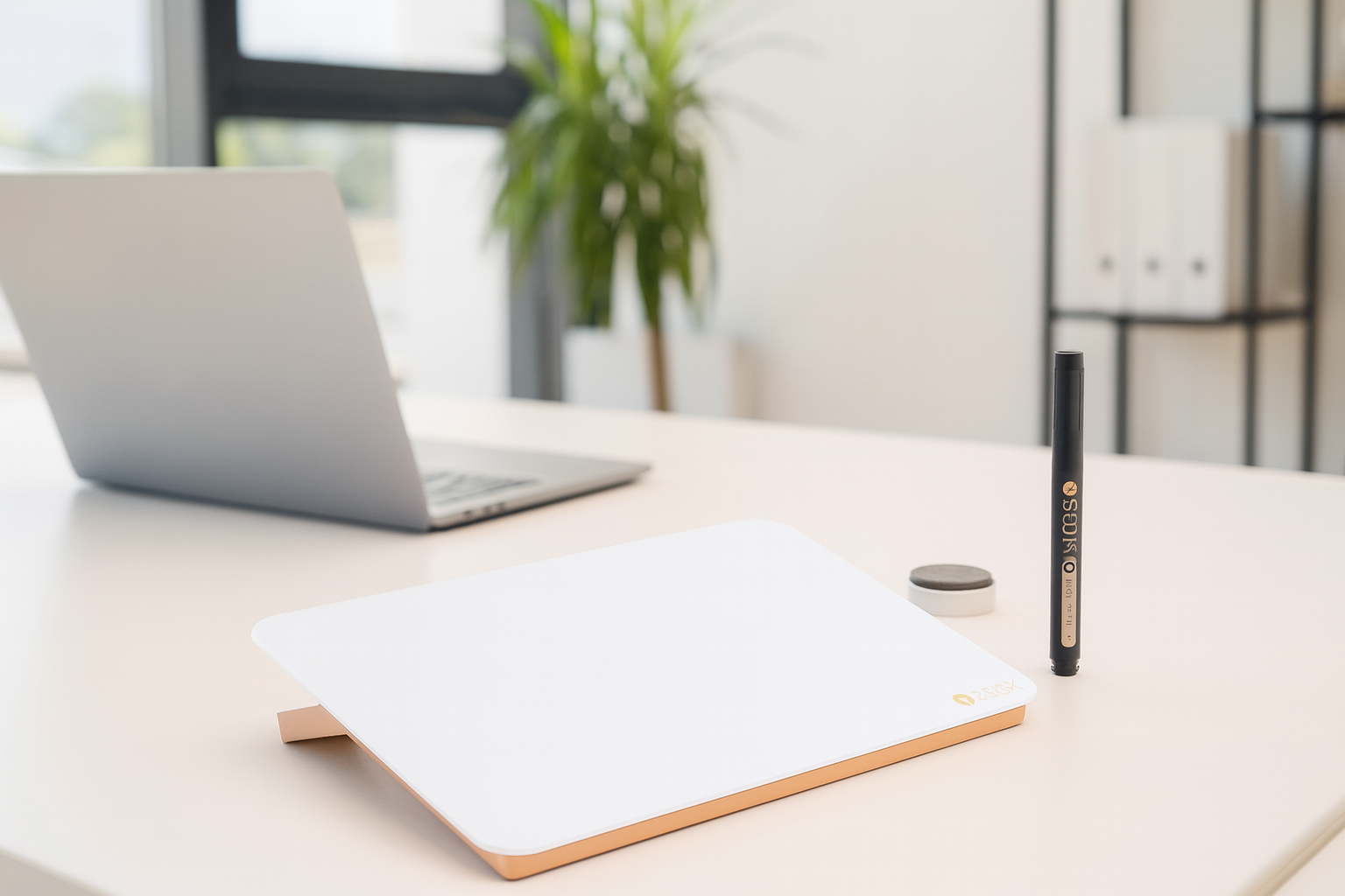 Glass Desk Whiteboard with Reversible Wood Stand, Small White Board 6.7"x9.5" thumbnail 2