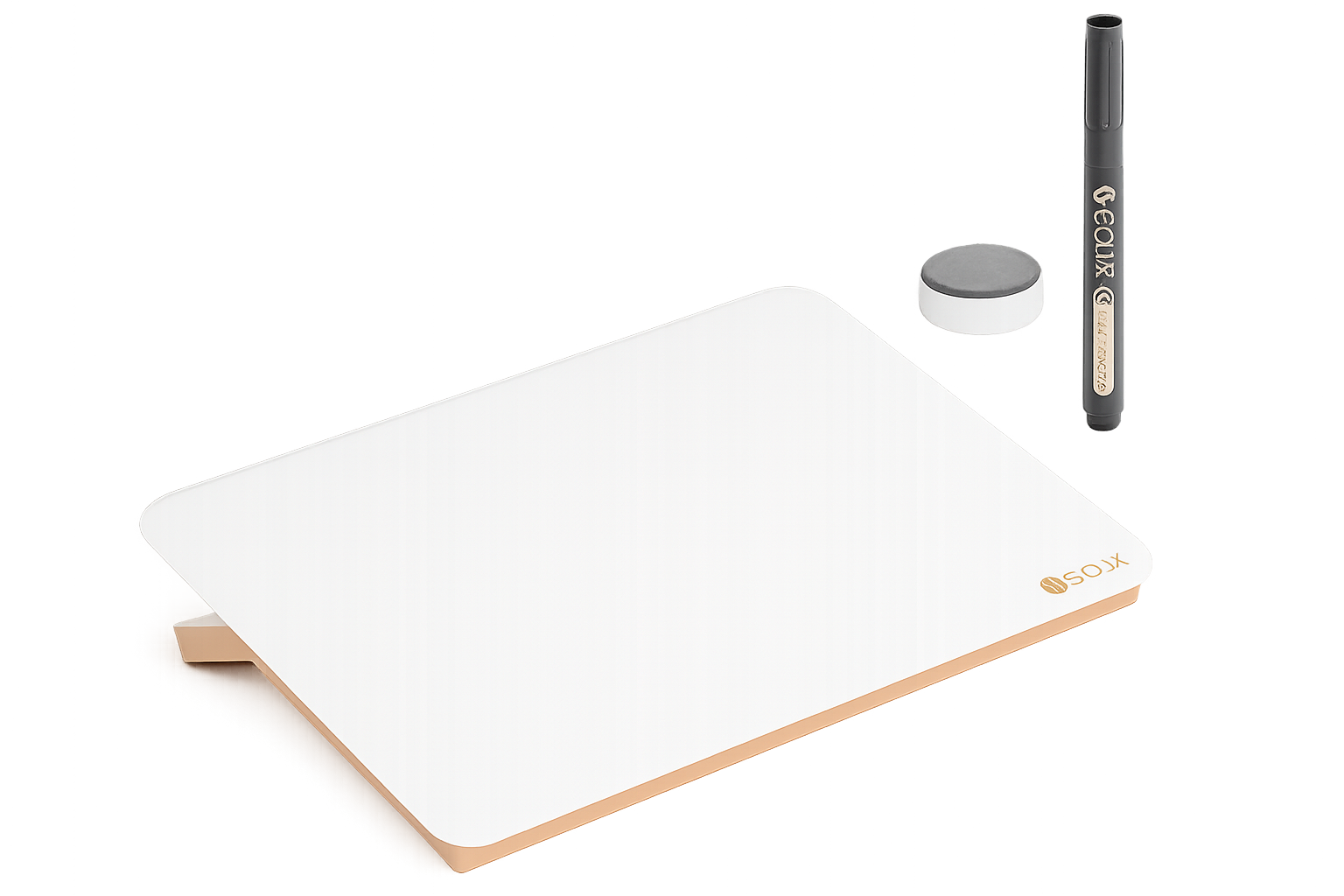 Glass Desk Whiteboard with Reversible Wood Stand, Small White Board 6.7"x9.5"