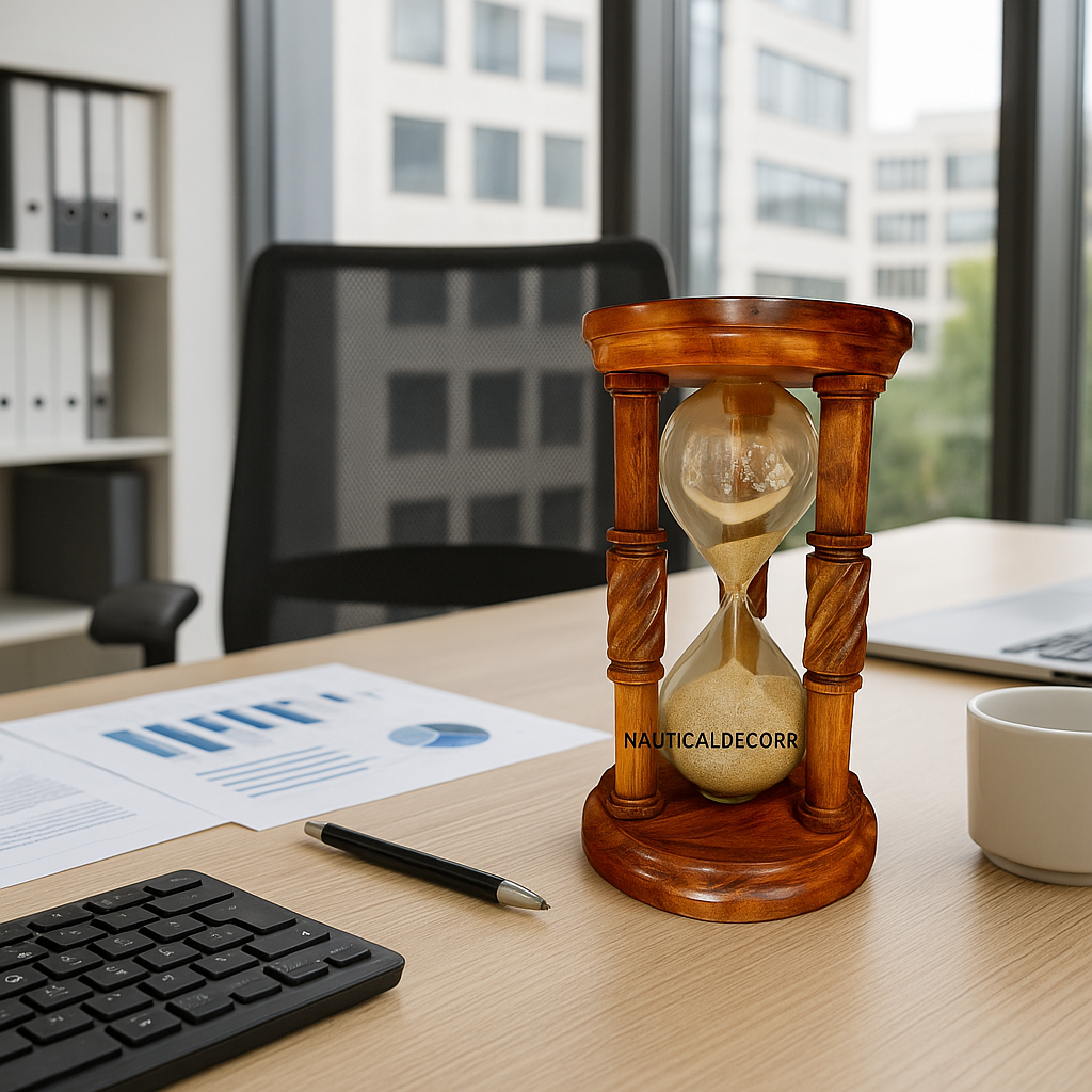 Hourglass Timer, Sand Clock, Wooden Sand Timer, Home Decorative Large Size 8" thumbnail 2