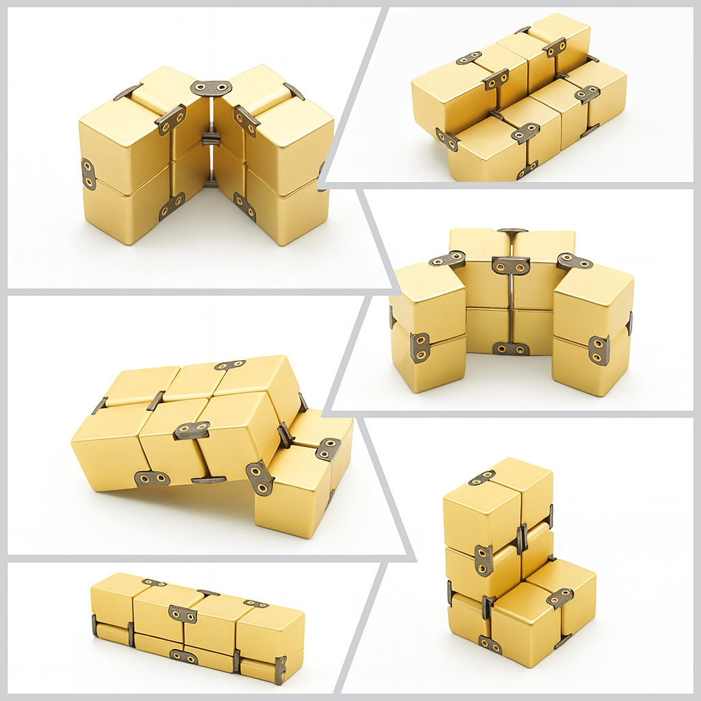 Gold Metal Aluminum Infinity Cube Fidget Toy thumbnail 3