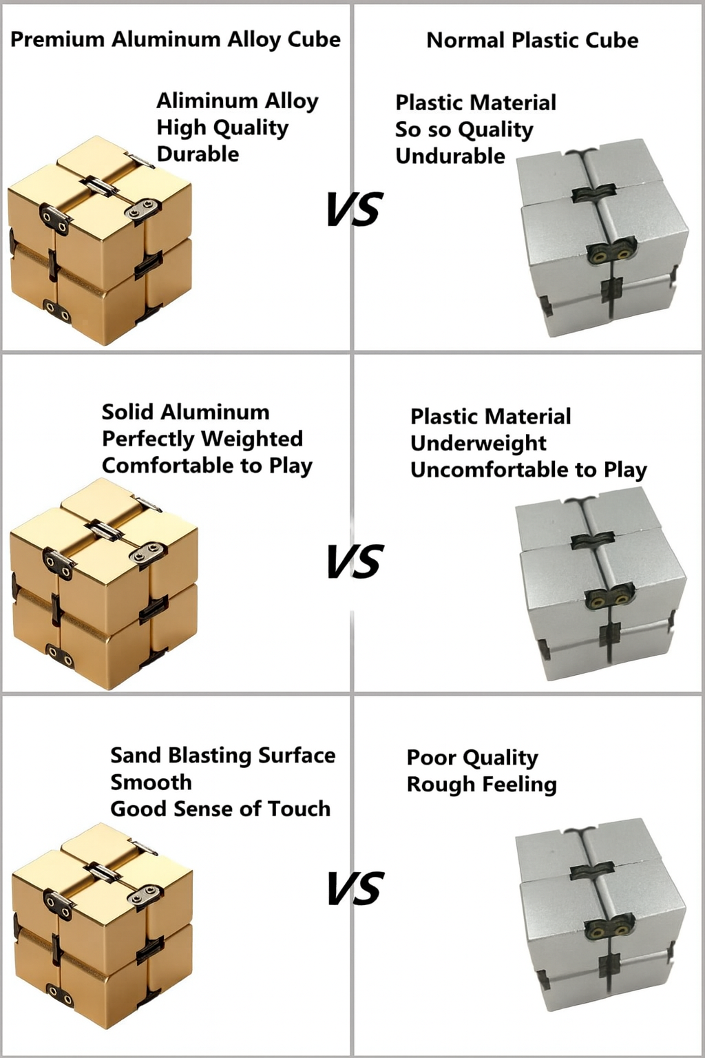 Gold Metal Aluminum Infinity Cube Fidget Toy thumbnail 4