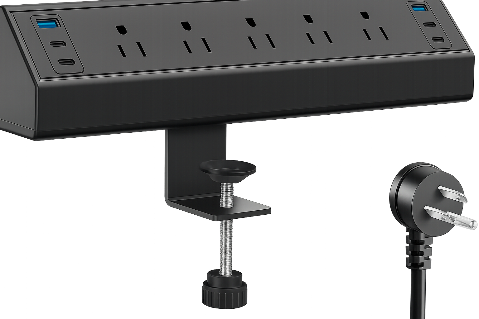 Desk Clamp Power Strip USB-C - 40W Total Fast Charging Station