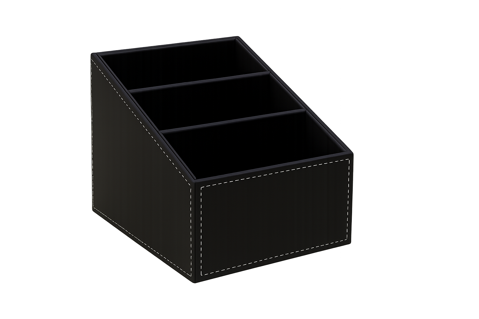 Luxury Leather Desk Organizer with three compartments and white stitching