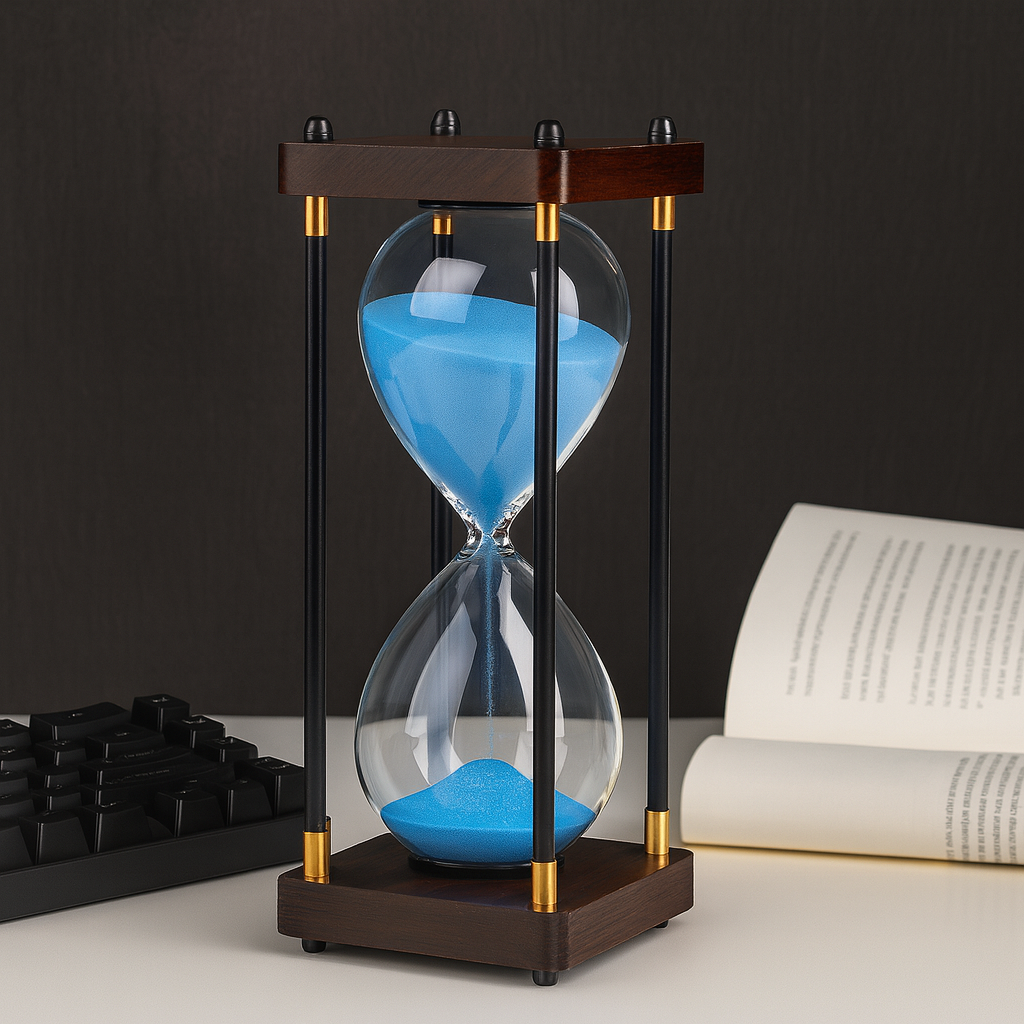 Large Sand Timer, Hourglass Timer 60 Minutes, Vintage Wooden Hour Glass Blue