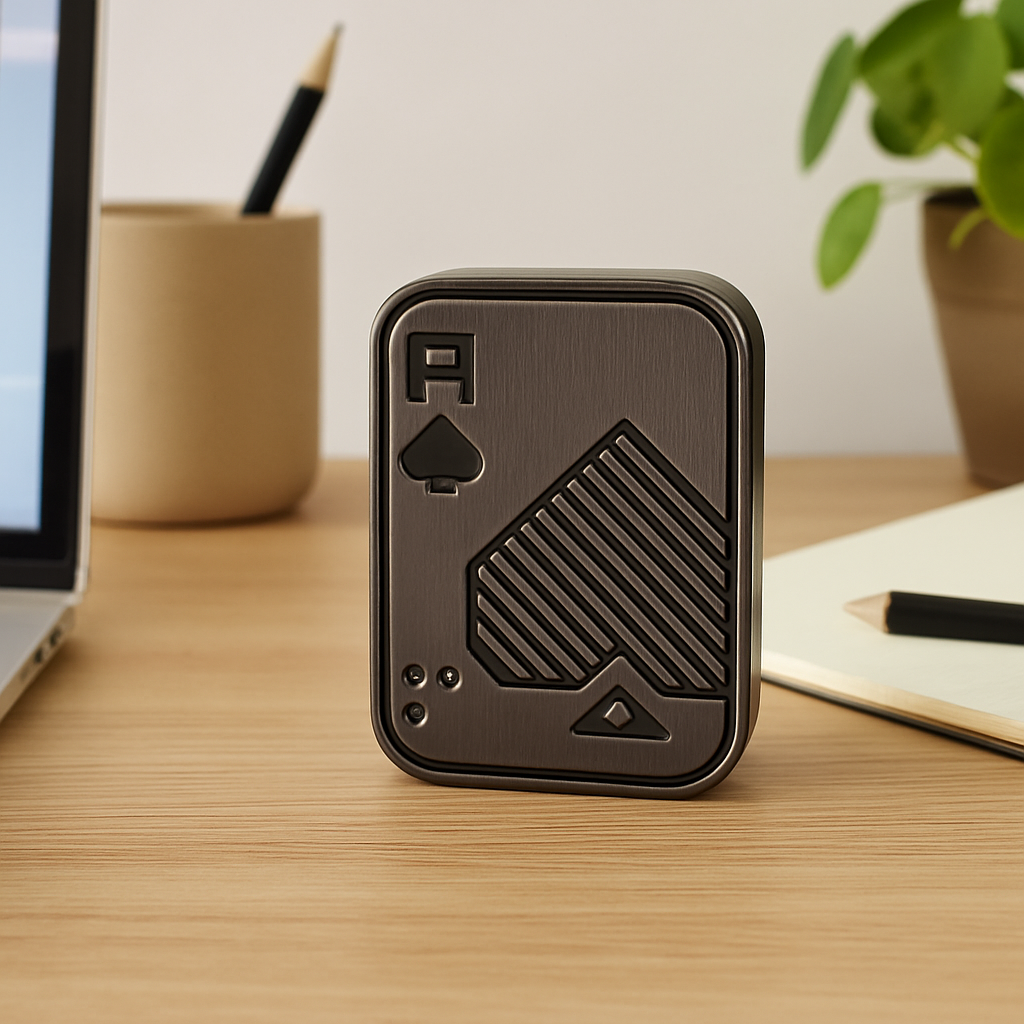 Fidget Slider, Metal Poker Push Card, Fidget Clicker, Fidget Toys for Adults, Relieve Stress Anxiety ADHD, Gift for Boyfriend, Husband and Father (Sliver A) thumbnail 2