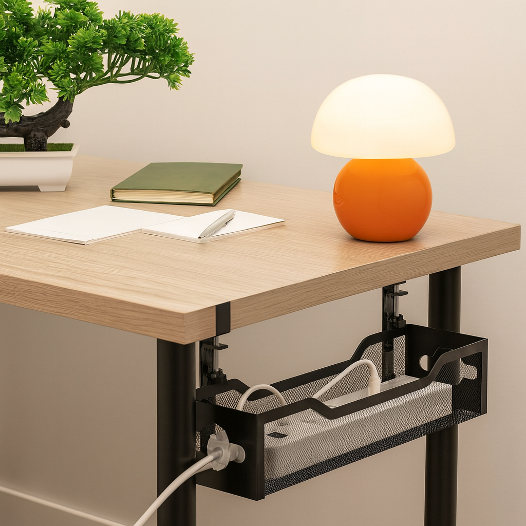 Tray No Drill, 13.38" Metal Wire Organizer with Clamp Mount for Standing Desk thumbnail 2