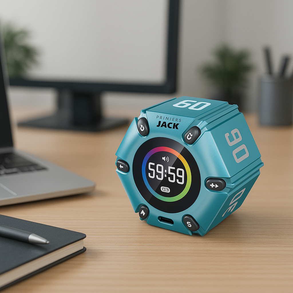 Pomodoro Timer, Magnetic Visual Timer with Flip Countdown, Silent & Alarm, Tools for Anyone, Cube Digital Timer for Work, Kitchen Cooking, Study, 3/5/10/25/30/60min & Custom Countdown - Turquoise thumbnail 2