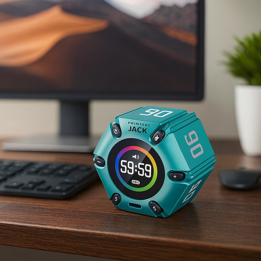 Pomodoro Timer, Magnetic Visual Timer with Flip Countdown, Silent & Alarm, Tools for Anyone, Cube Digital Timer for Work, Kitchen Cooking, Study, 3/5/10/25/30/60min & Custom Countdown - Turquoise thumbnail 3