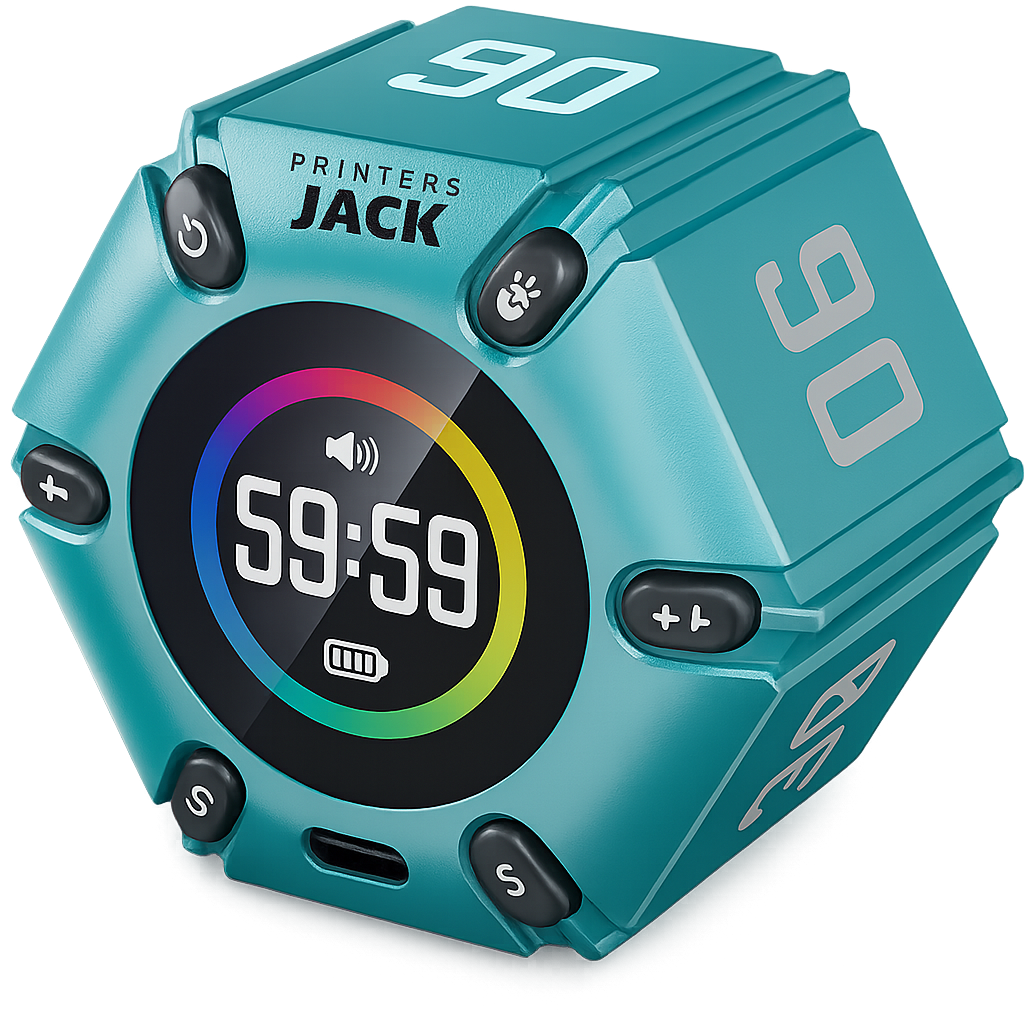 Pomodoro Timer, Magnetic Visual Timer with Flip Countdown, Silent & Alarm, Tools for Anyone, Cube Digital Timer for Work, Kitchen Cooking, Study, 3/5/10/25/30/60min & Custom Countdown - Turquoise