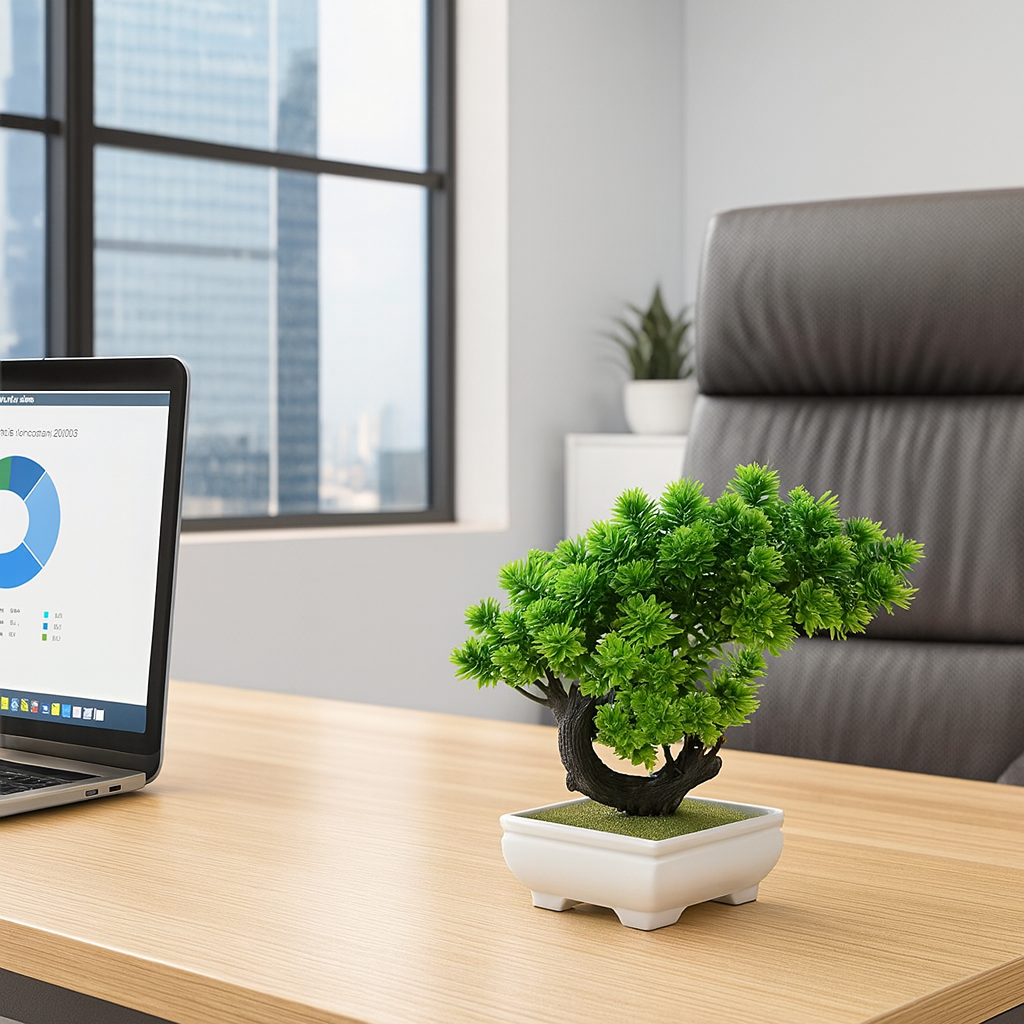 PRETYZOOM Realistic Artificial Green Bonsai Tree Premium Simulation Potted Plant thumbnail 2