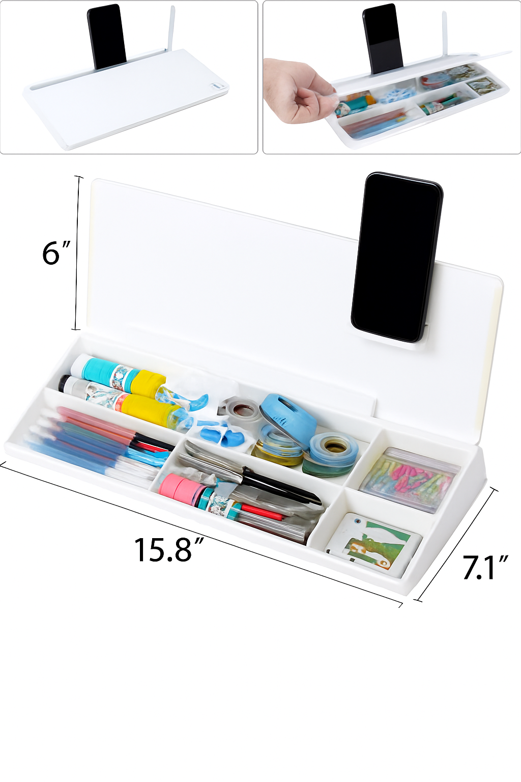 TSJ OFFICE Small Desktop Whiteboard - Glass Dry Erase Board Computer Keyboard Stand White Board Surface Pad with Drawer thumbnail 2