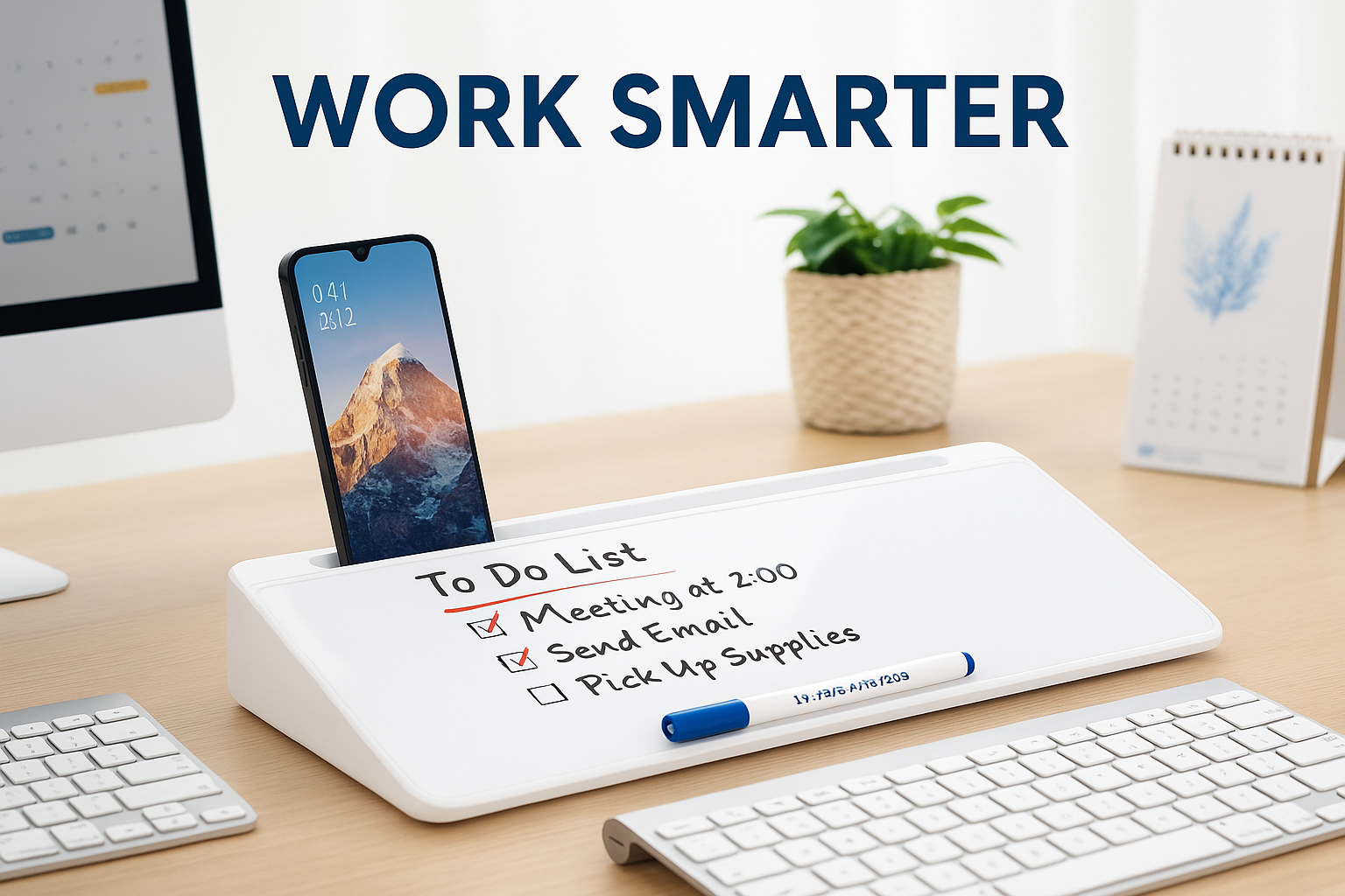 TSJ OFFICE Small Desktop Whiteboard - Glass Dry Erase Board Computer Keyboard Stand White Board Surface Pad with Drawer thumbnail 3