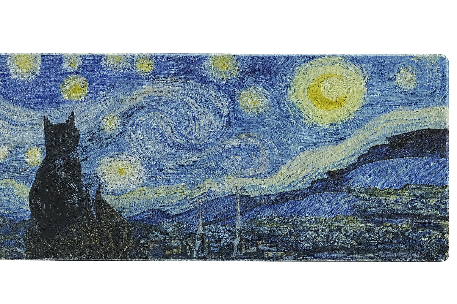 Starry Night Cat Gaming Mouse Pad Large Desk Mat Extended Keyboard Mouse Pad