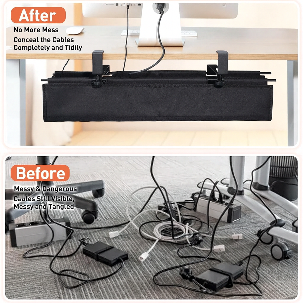 Under Desk Cable Organizer with Clamp thumbnail 2